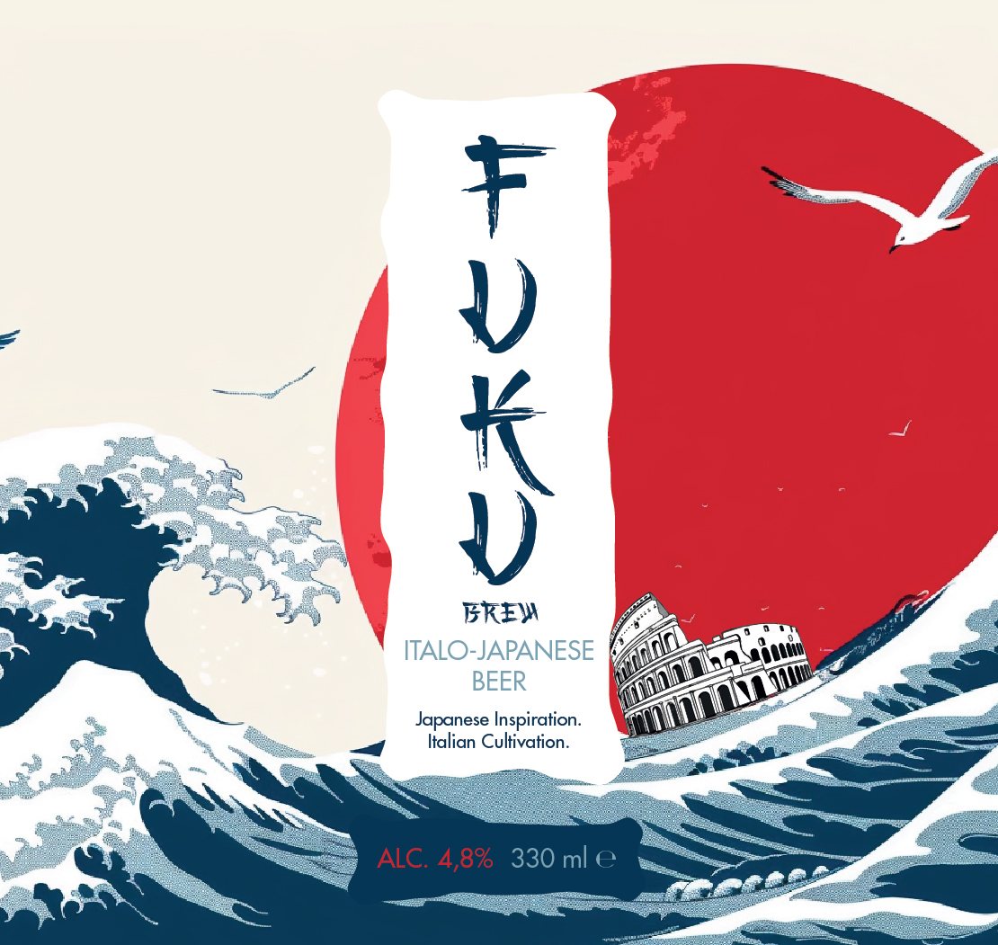 FUKU — Italo-Japanese beer: the Great Wave, the rising sun and the Colosseum